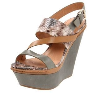 Modern Vintage Women's Vera Wedge Sandal Size 38 / 8 Snakeskin Animal Print